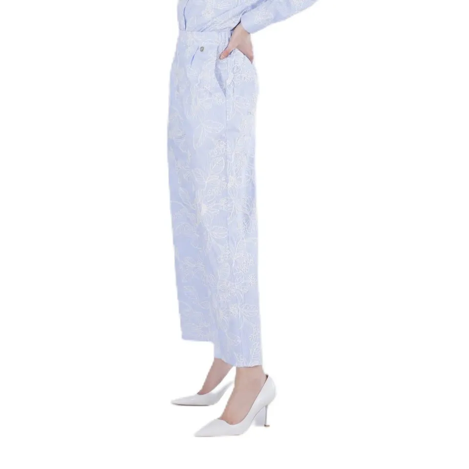 CafèNoir Pantaloni Palazzo Donna Rigato Celeste M