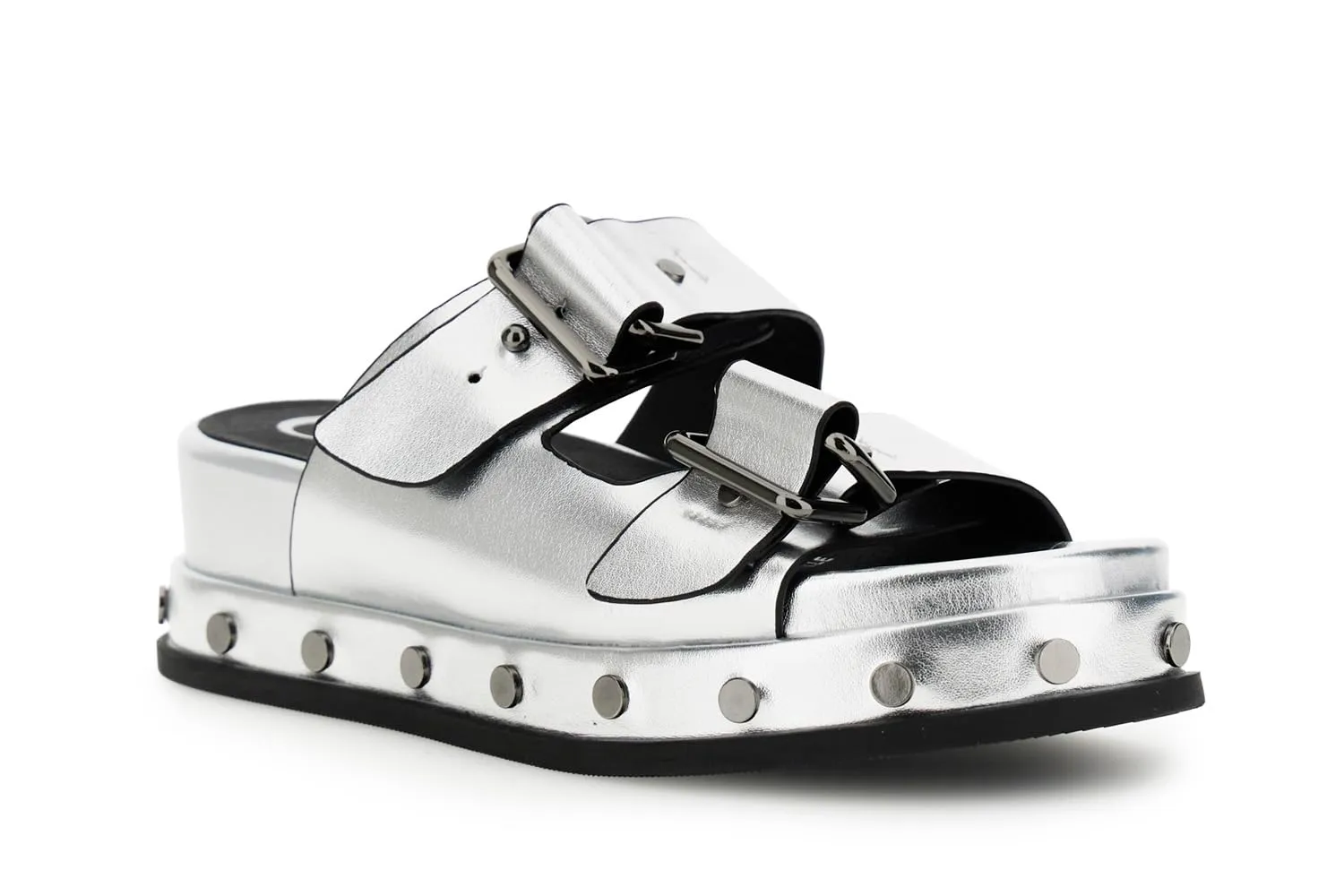 CafèNoir Frate sandali platform donna Argento 39 laminato