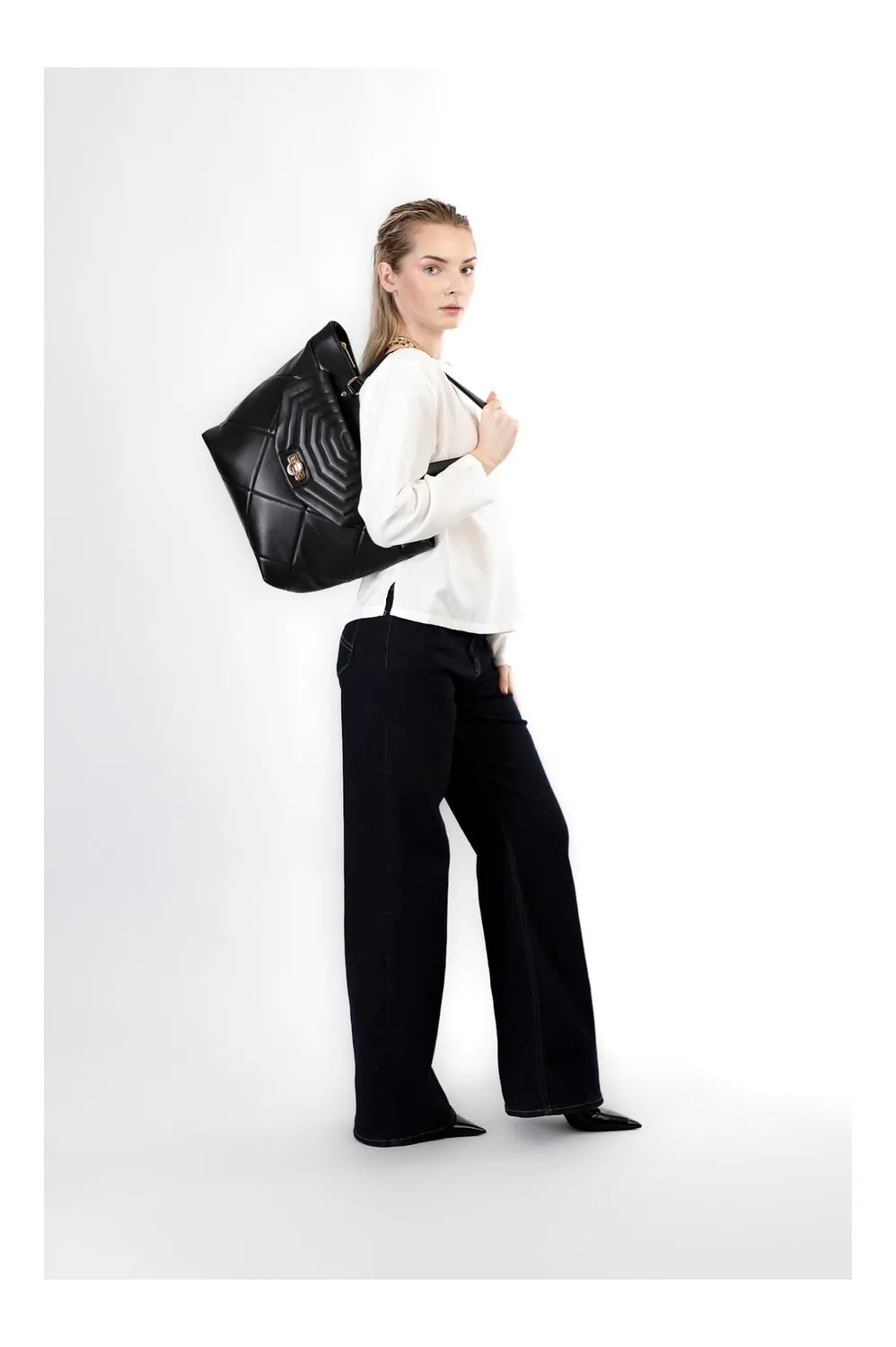 CafèNoir Shopping Trapuntata Rombi Borsa Nera Pattina