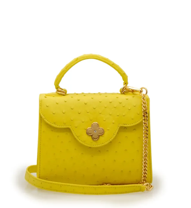 Cardinal Milano First Lady Small borsa struzzo gialla tracolla