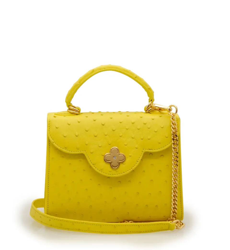 Cardinal Milano First Lady Small borsa struzzo gialla tracolla