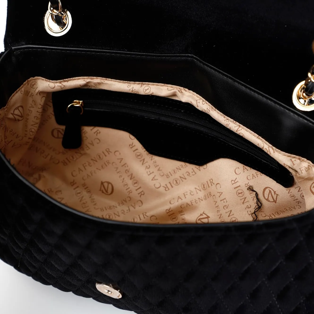 CafèNoir borsa a spalla velluto nero trapuntato