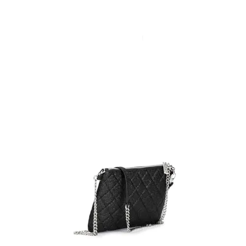 CafèNoir Pochette Glitterata Nera con Borchie