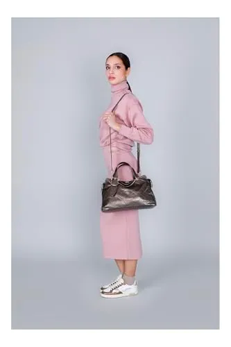 CafèNoir Ricamo Geometrico borsa a mano bronzo metallizzata