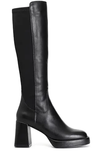 CafèNoir Stivali Donna Pelle Stretch Nero Tacco 80mm