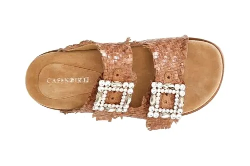 CafèNoir Ciabatta Pelle Intrecciata Doppia Fibbia Donna fondo alto