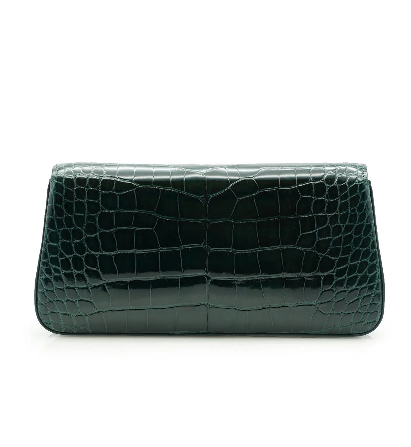 Cardinal Milano Time 21 Dark Green clutch alligatore lucido
