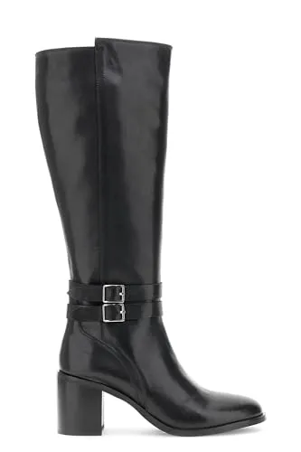 CafèNoir Stivali Donna Pelle Neri Fibbie Zip Tacco 7,3