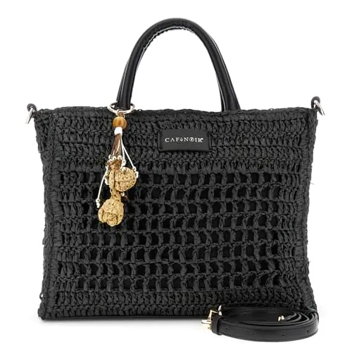 CafèNoir Crochet borsa a mano rafia con charms