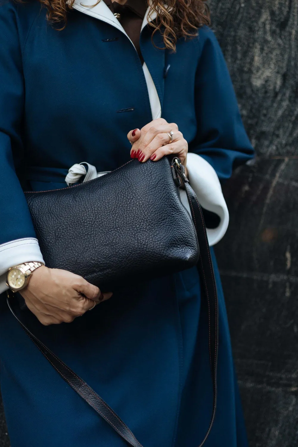 Aigin Milano Minimal Borsa Tracolla Marrone Pelle