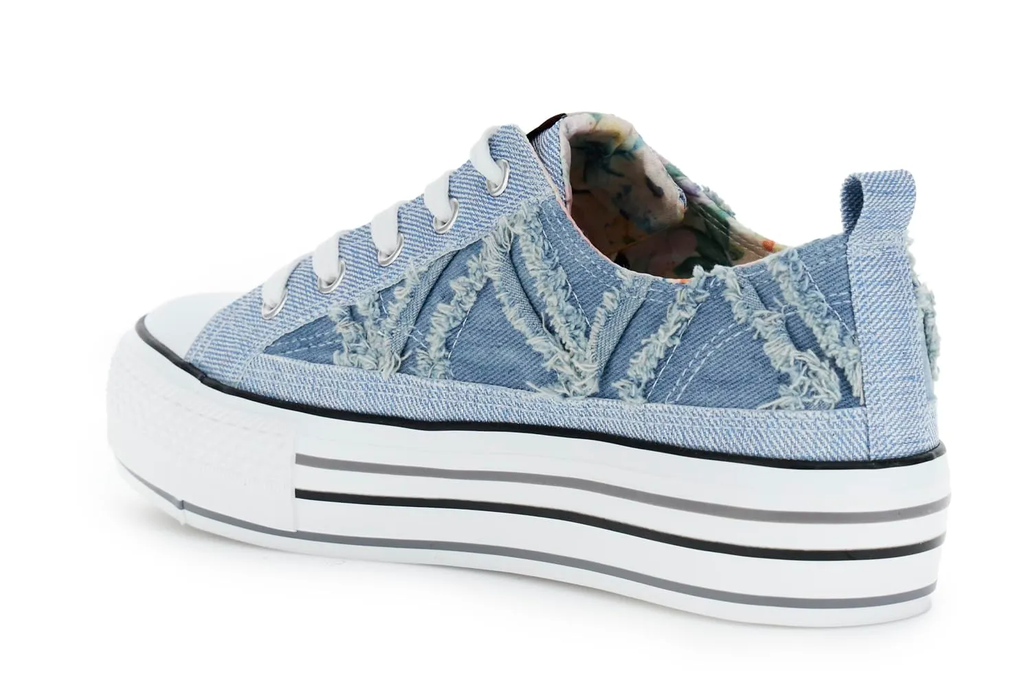 CafèNoir Sneakers Donna Jeans 39 Denim Sfrangiato 4cm