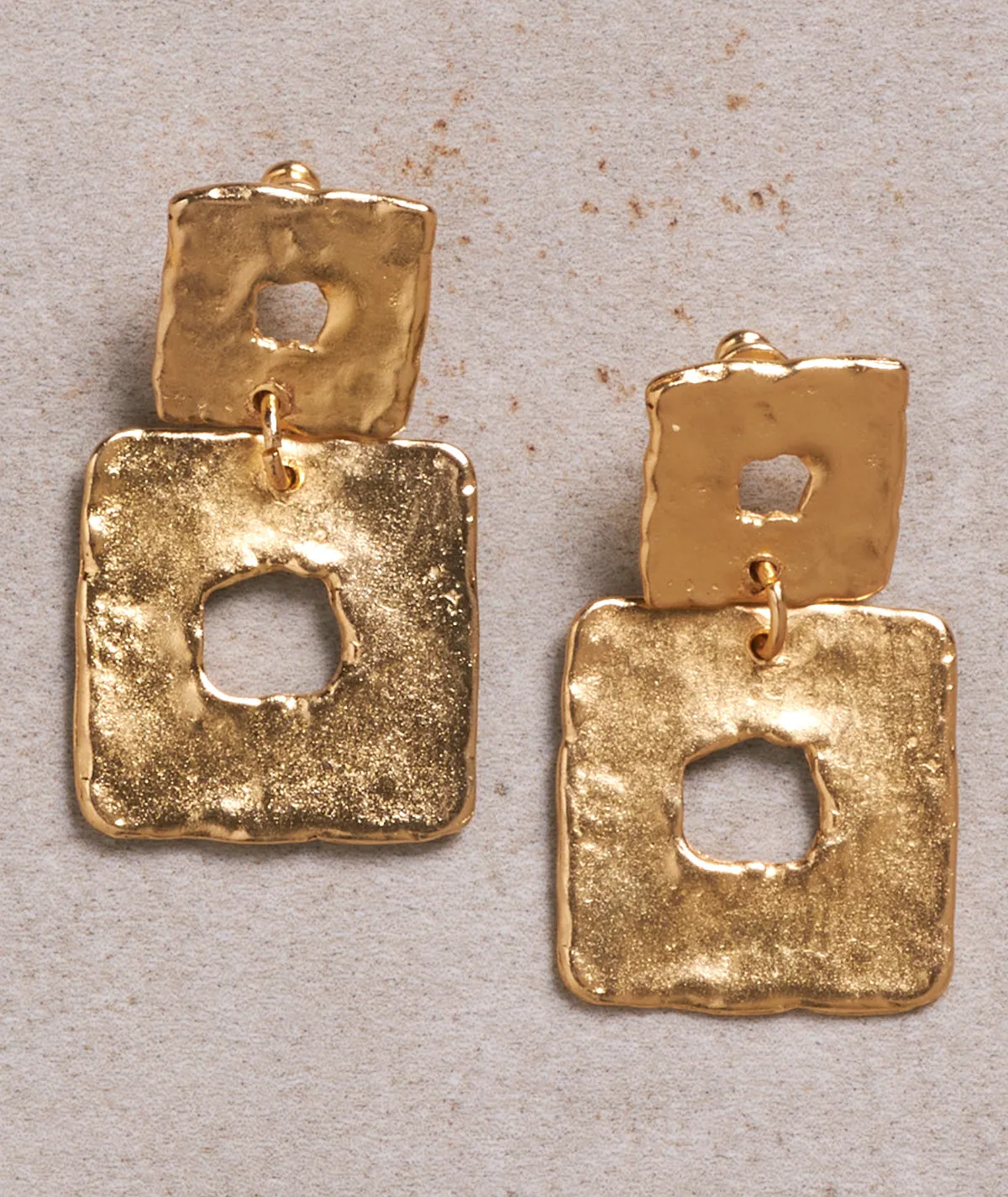 Figus Quadrato Double Gold orecchini oro sabbiato