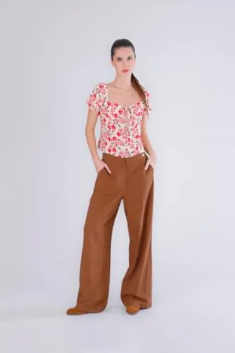 CafèNoir Palazzo Mistolino pantaloni donna tabacco