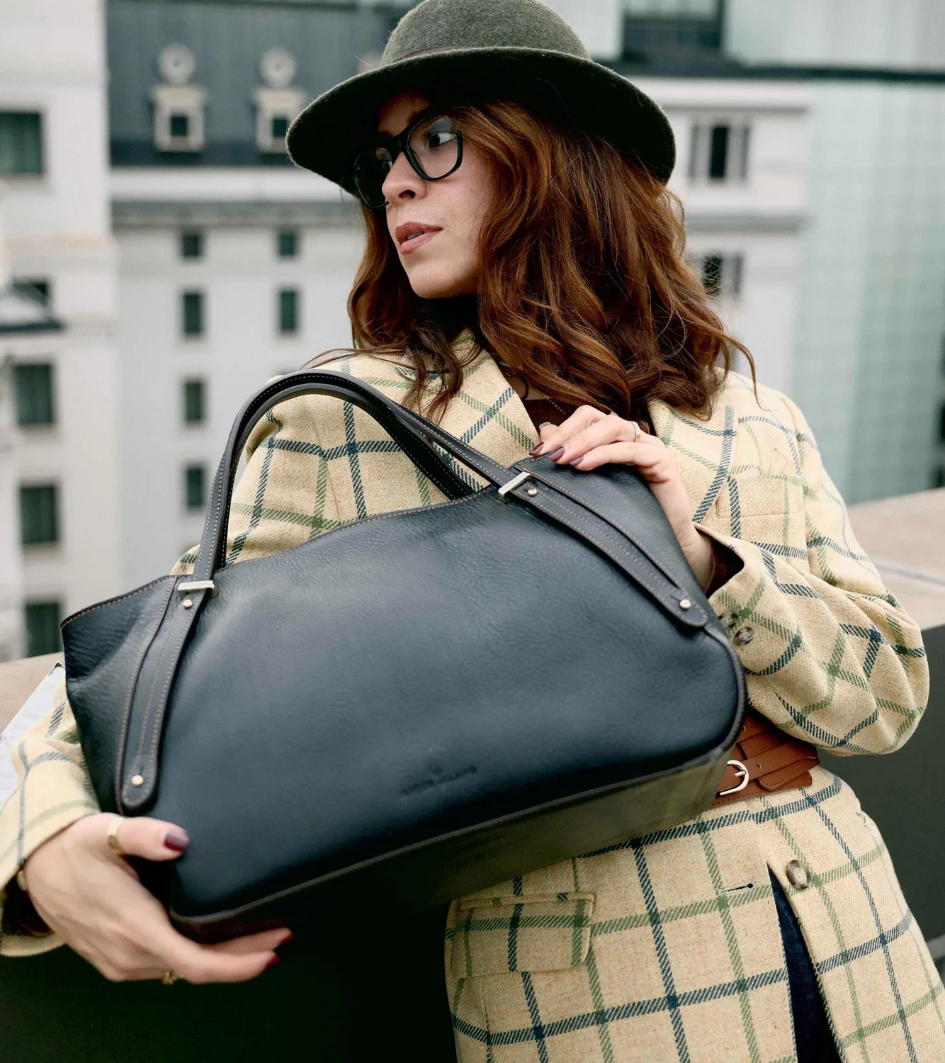 Aigin Milano Everyday Bag borsa pelle blu spalla