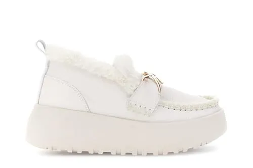 CafèNoir Mocassini Pelle Panna Platform 4 cm