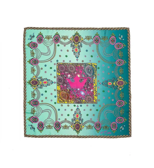Cardinal Milano The Crown foulard seta acquamarina