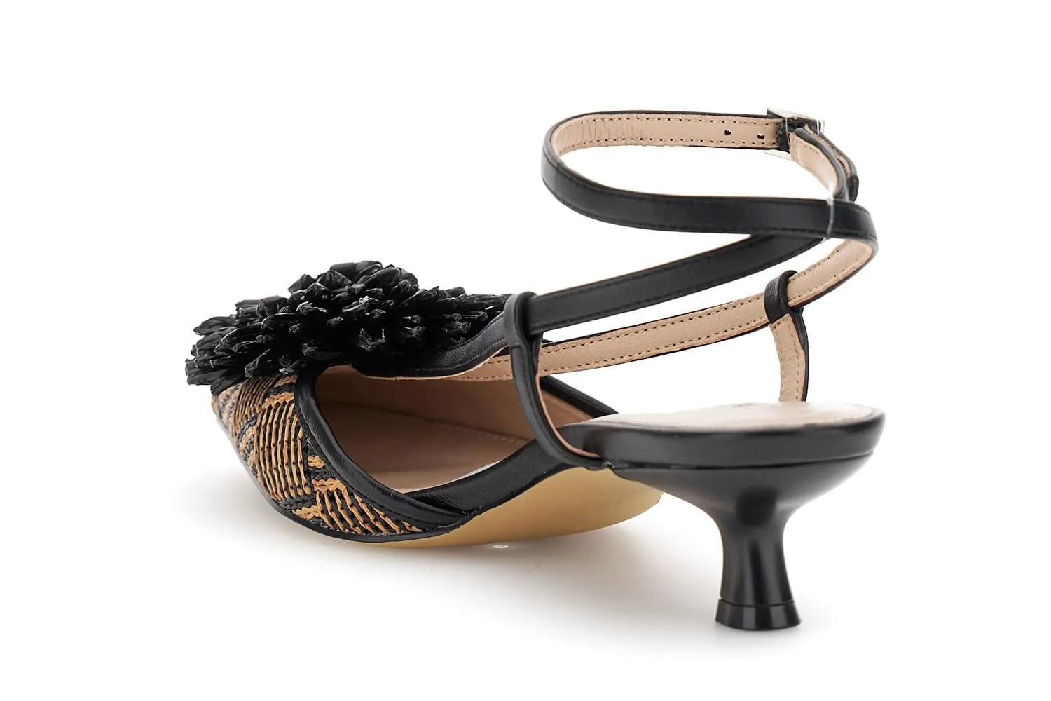 CafèNoir Slingback Rafia Fiore Décolleté Nero 39 EU