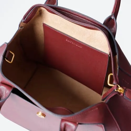 CafèNoir Borsa a Mano Saffiano Tasca Applicata Bordeaux