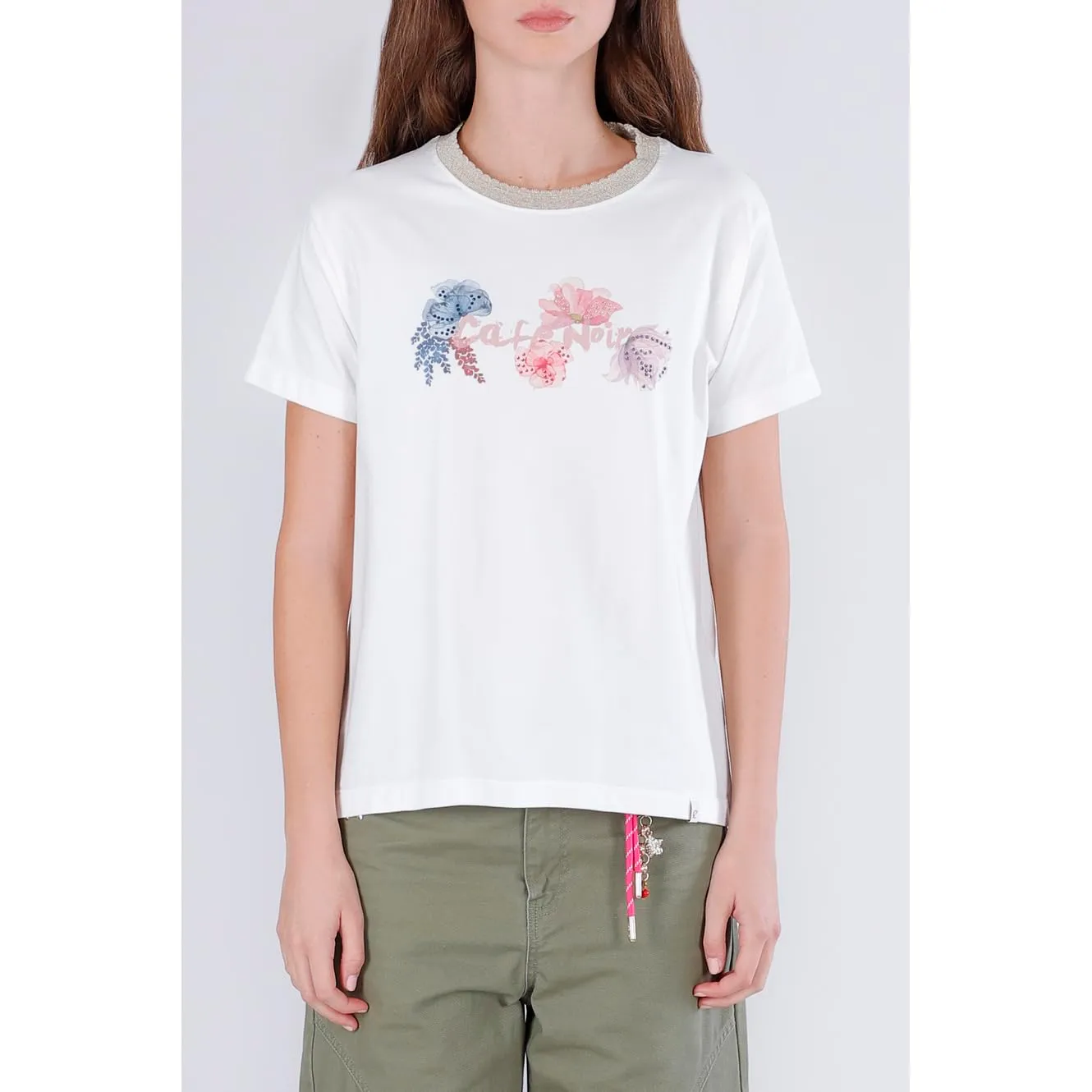 CafèNoir T-Shirt Logo Lurex Off White