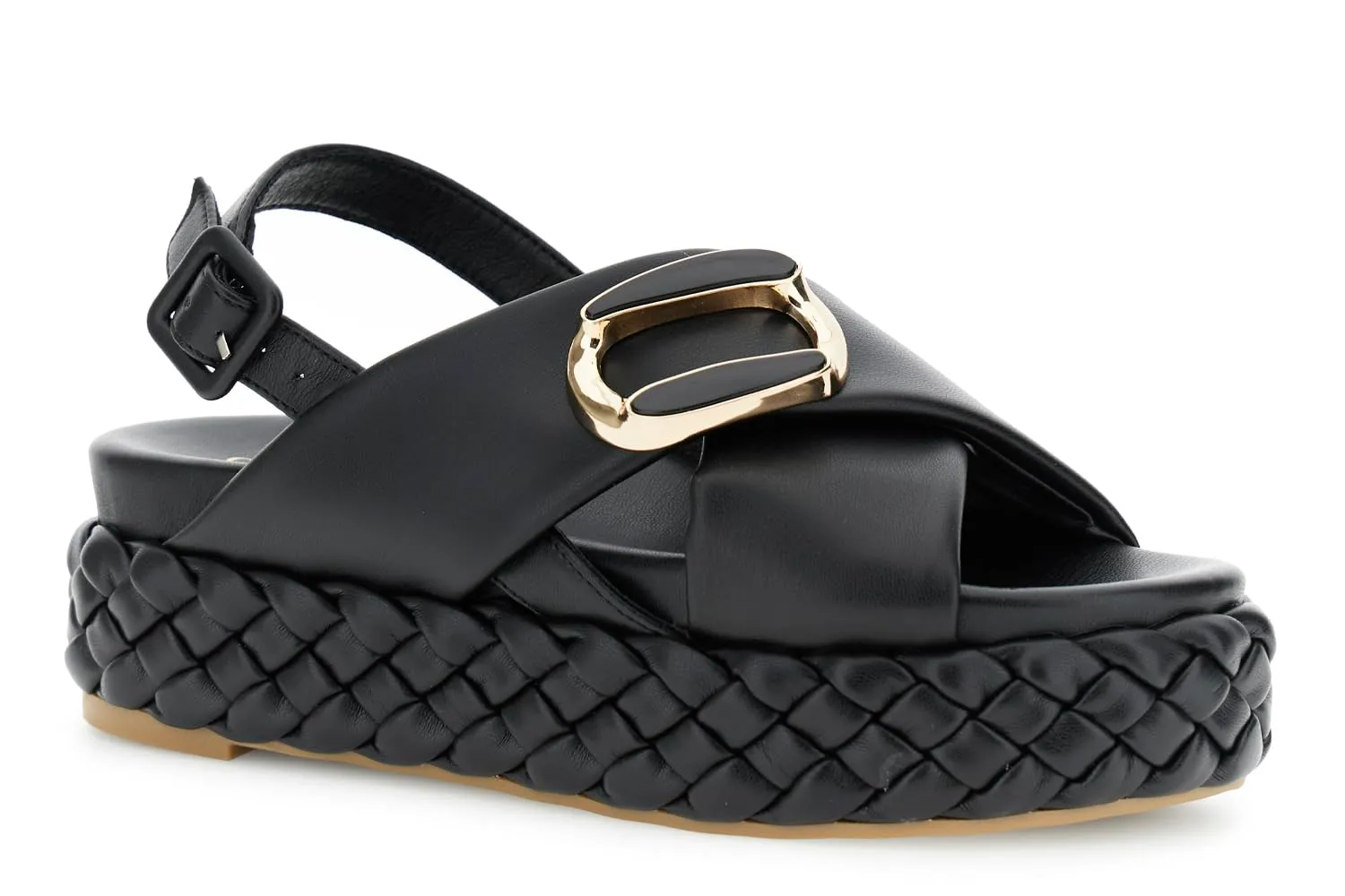 CafèNoir Sandali Incrociati Nero Treccia 39 Fondo Treccia