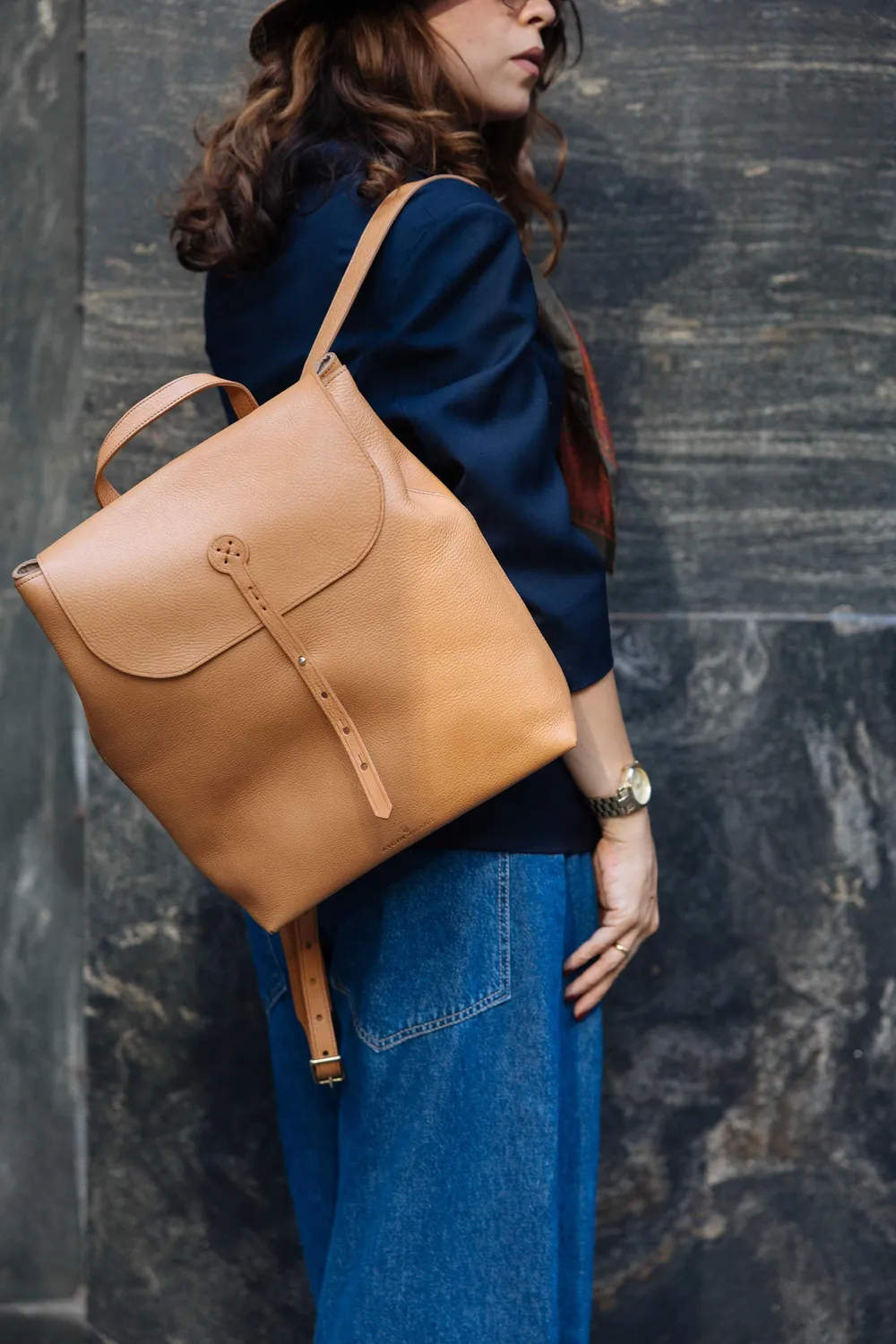 Aigin Milano Zaino in Pelle Naturale Full Grain