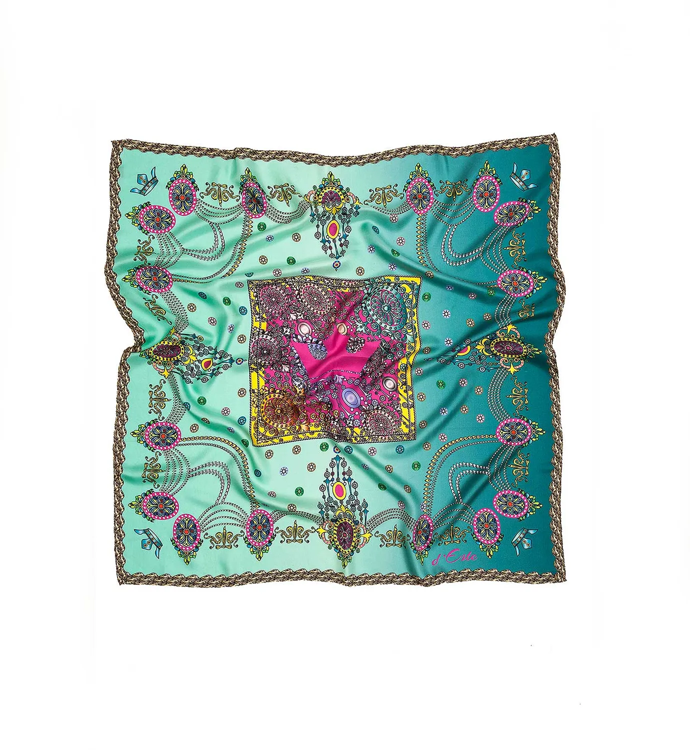 Cardinal Milano The Crown foulard seta acquamarina