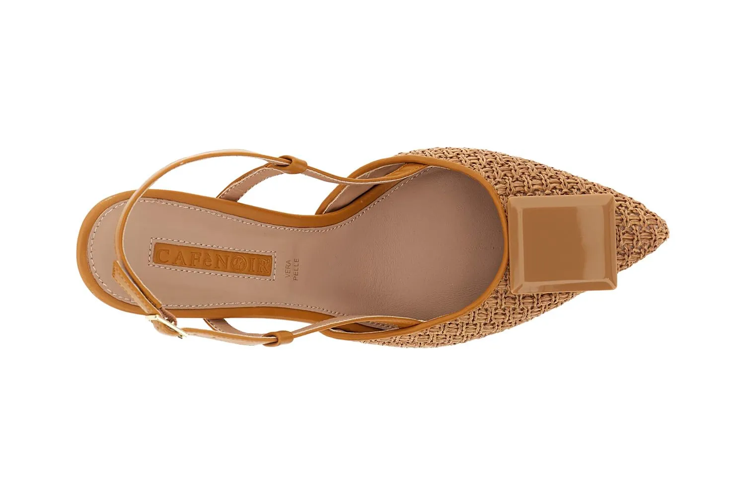 CafèNoir Slingback Effetto Rafia Décolleté Cuoio Tacco 8 cm