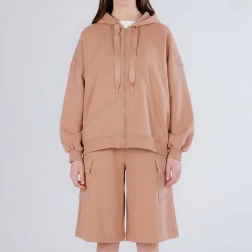 CafèNoir Felpa Over Full Zip Borchie Caramello S