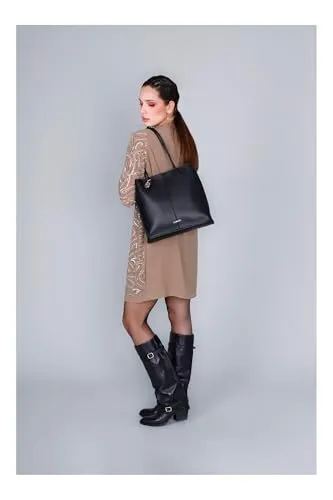CafèNoir Tote Nera Effetto Pelle Manici Tubolari