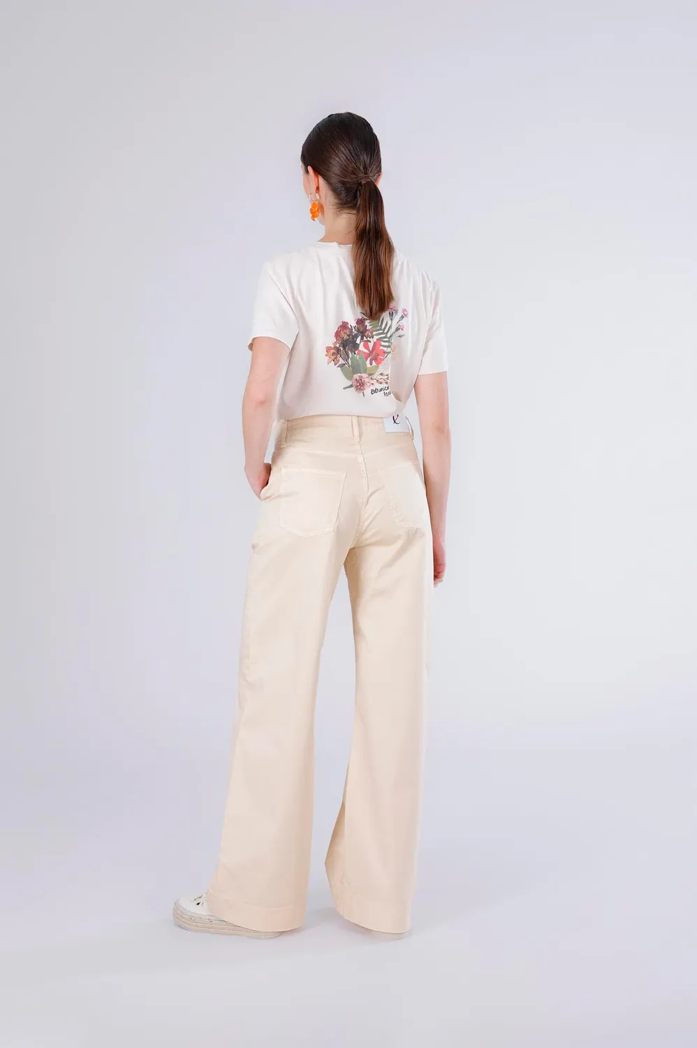 CafèNoir Wide Leg Tinto Capo Pantaloni Sabbia