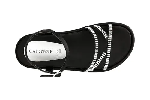 CafèNoir Sandali Frate Raso Strass Champagne Zeppa 3,5 cm