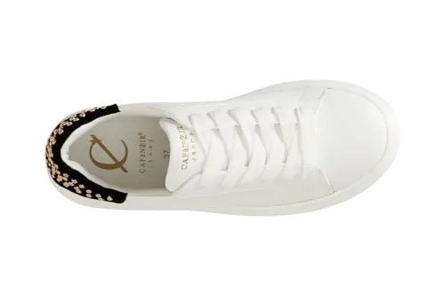 CafèNoir Sneakers Donna Pelle Bianco/Nero Tallone Laminato
