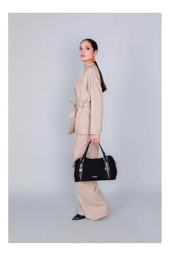 CafèNoir Bauletto Donna Nero Effetto Suede con Zip