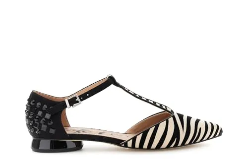 CafèNoir Ballerine Camoscio Zebra Strass Nero Beige