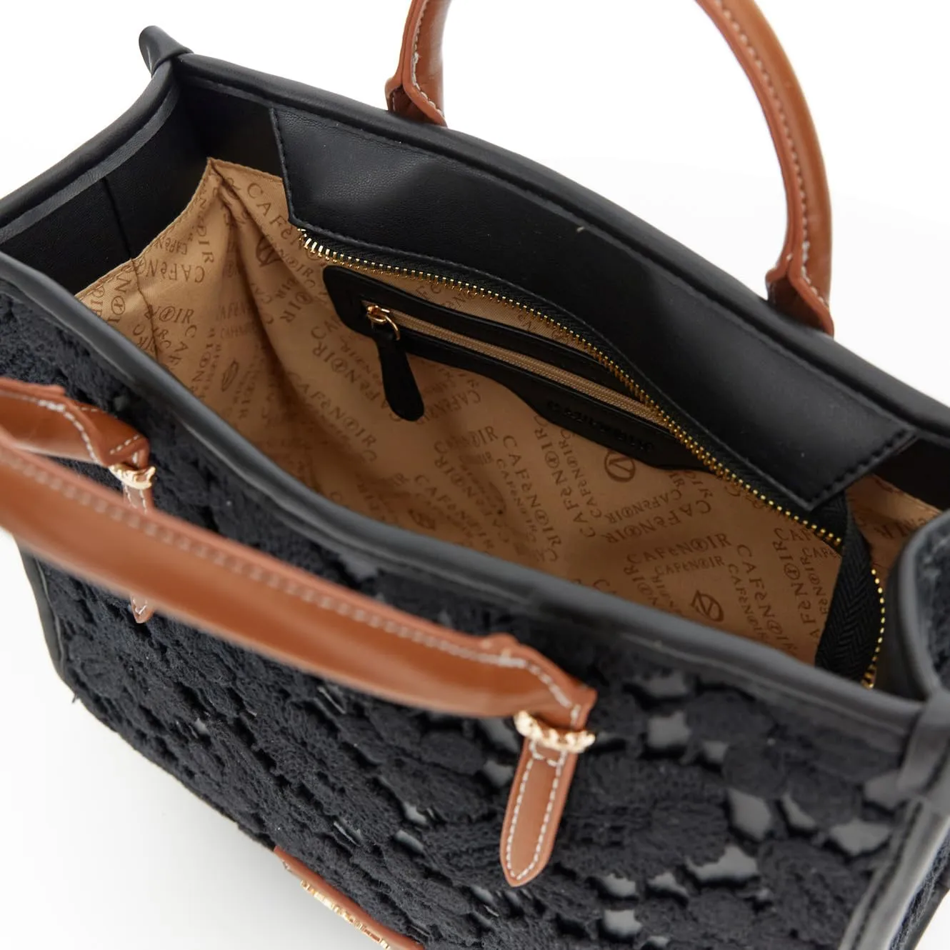 CafèNoir Shopping Bag Piccola Macramè Manici Effetto Pelle