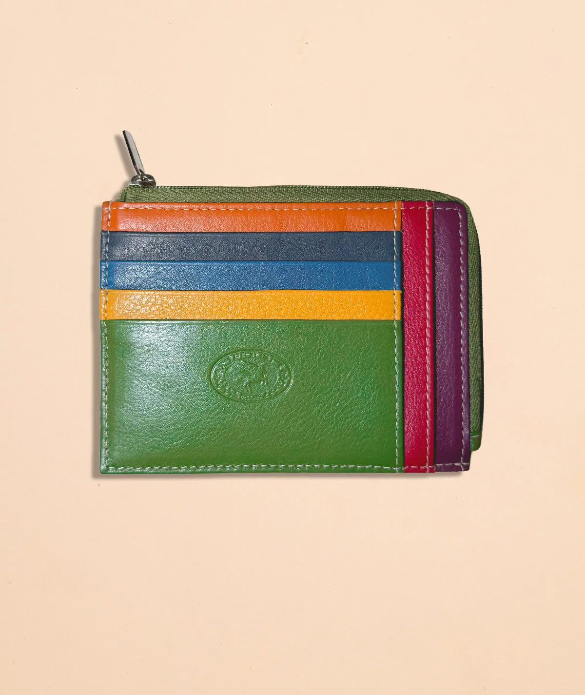 Figus 550 portacarte pelle zip Arancione Multicolor