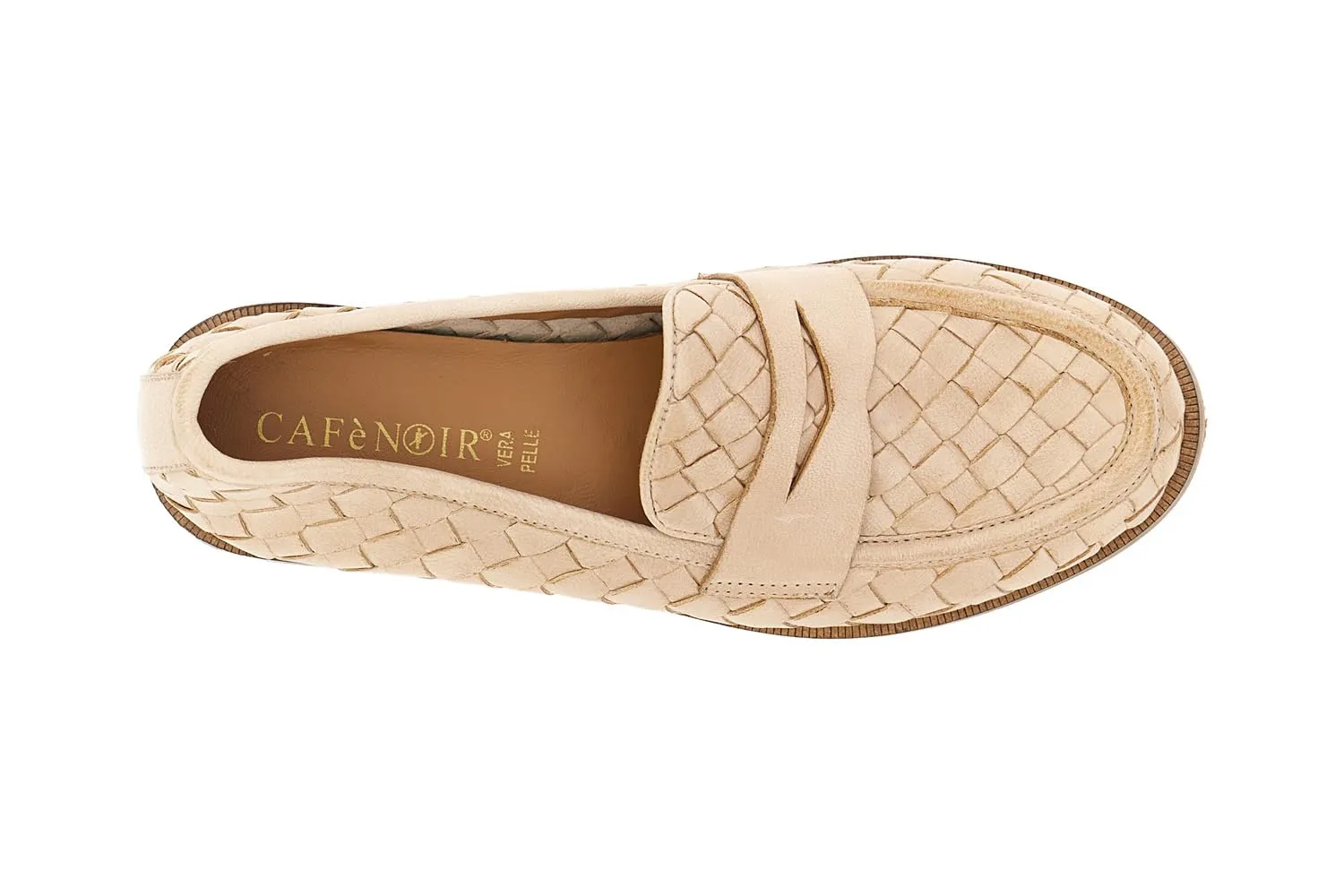 CafèNoir Mocassini Donna in Pelle Intrecciata Cuoio