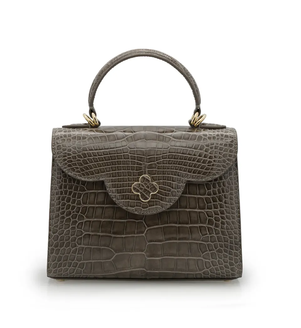 Cardinal Milano First Lady borsa taupe alligatore lucido
