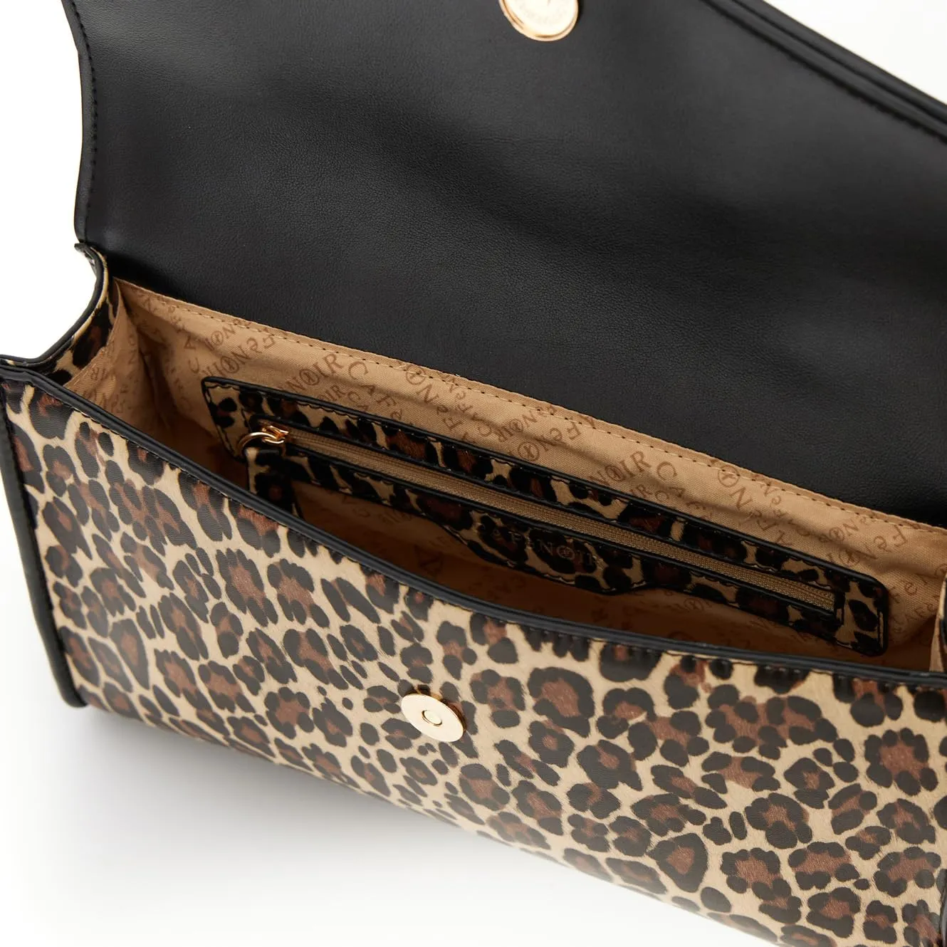 CafèNoir Borsa a Mano con Pattina Leopard Manico Imbottito