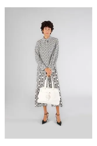 CafèNoir Treccia Metallo Shopping Bag Bianca Morbida
