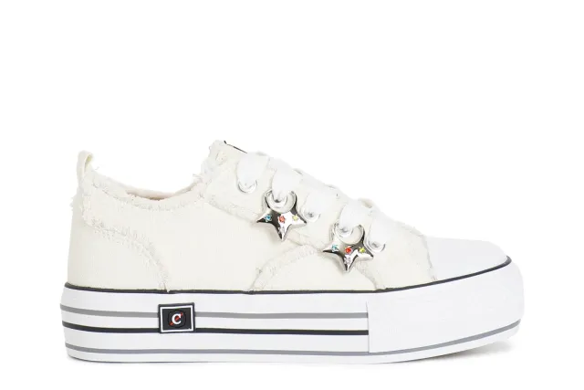 CafèNoir Sneakers Canvas Bianche con Accessori