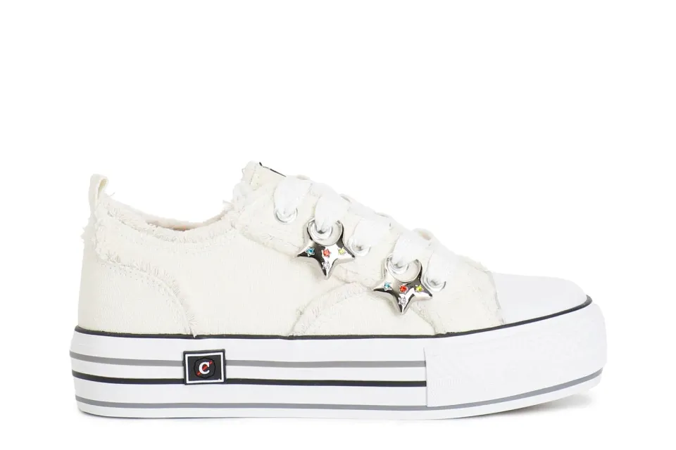 CafèNoir Sneakers Canvas Bianche con Accessori