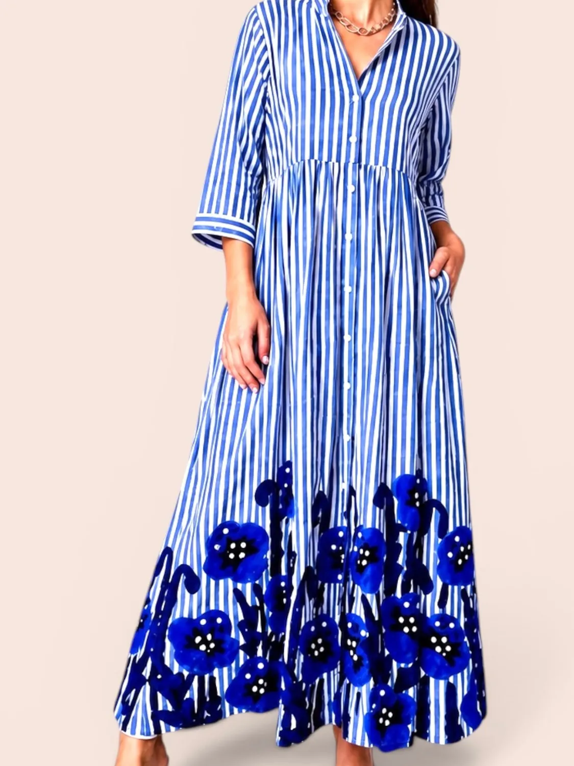 Figus Abito Fiori Blu vestito blu cotone ricamato