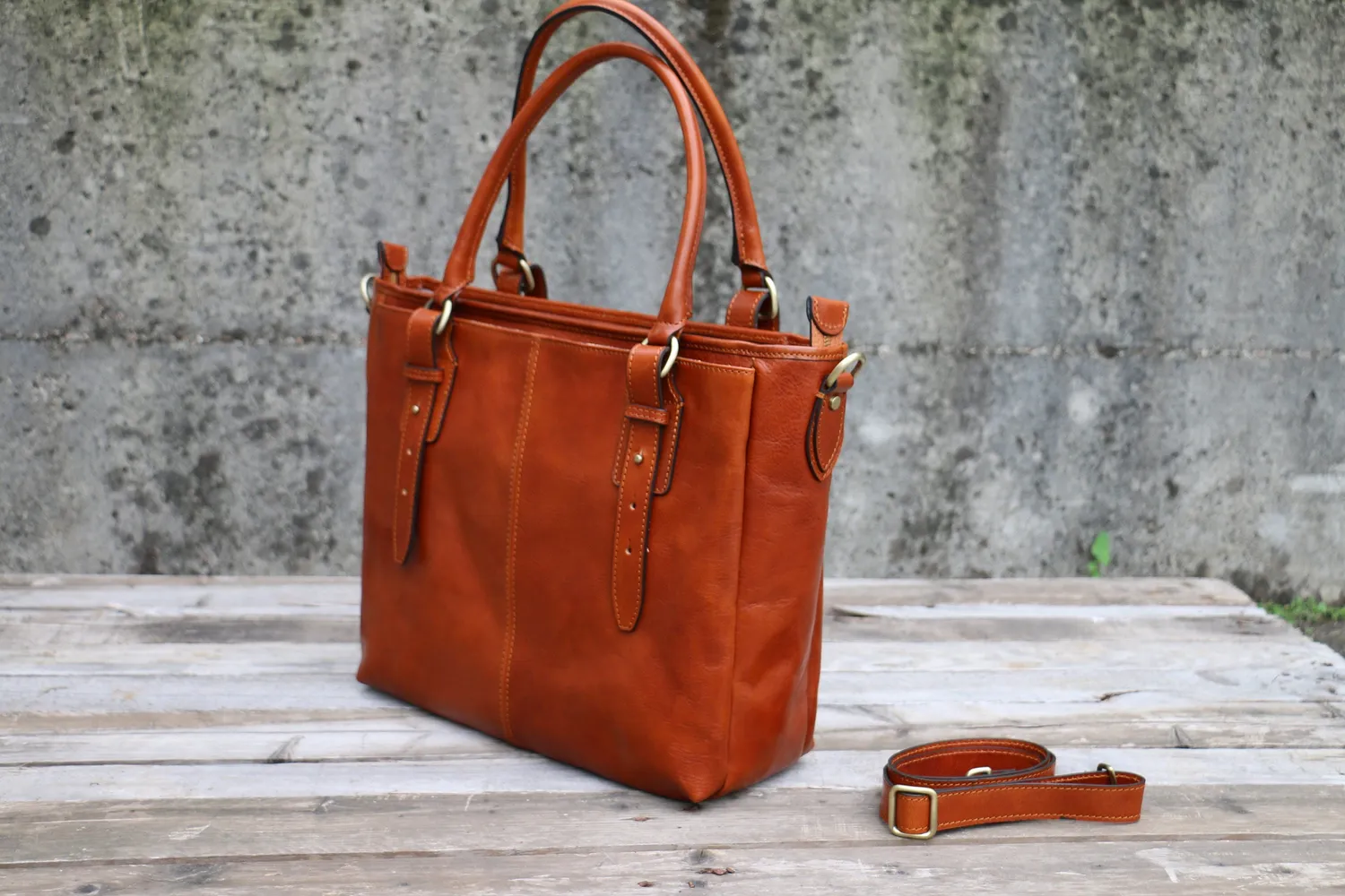 Aigin Milano Tote borsa marrone scuro tracolla rimovibile