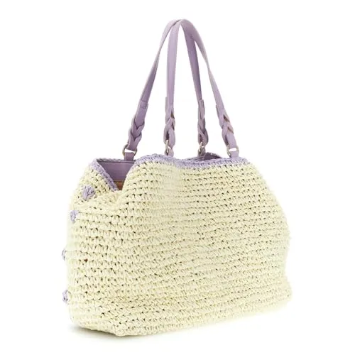 CafèNoir Tote Spalla Crochet Latte Lilla Fatto Mano
