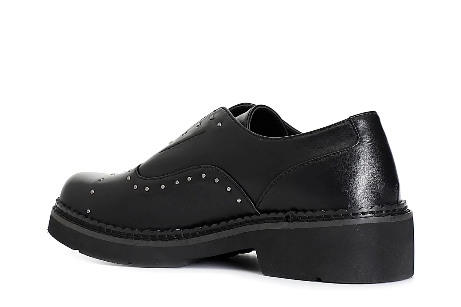 CafèNoir Francesina Derby Donna Nero Borchiette