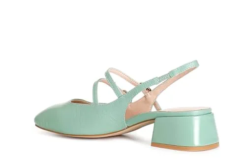 CafèNoir Slingback Vernice Due Fibbie Décolleté Salvia