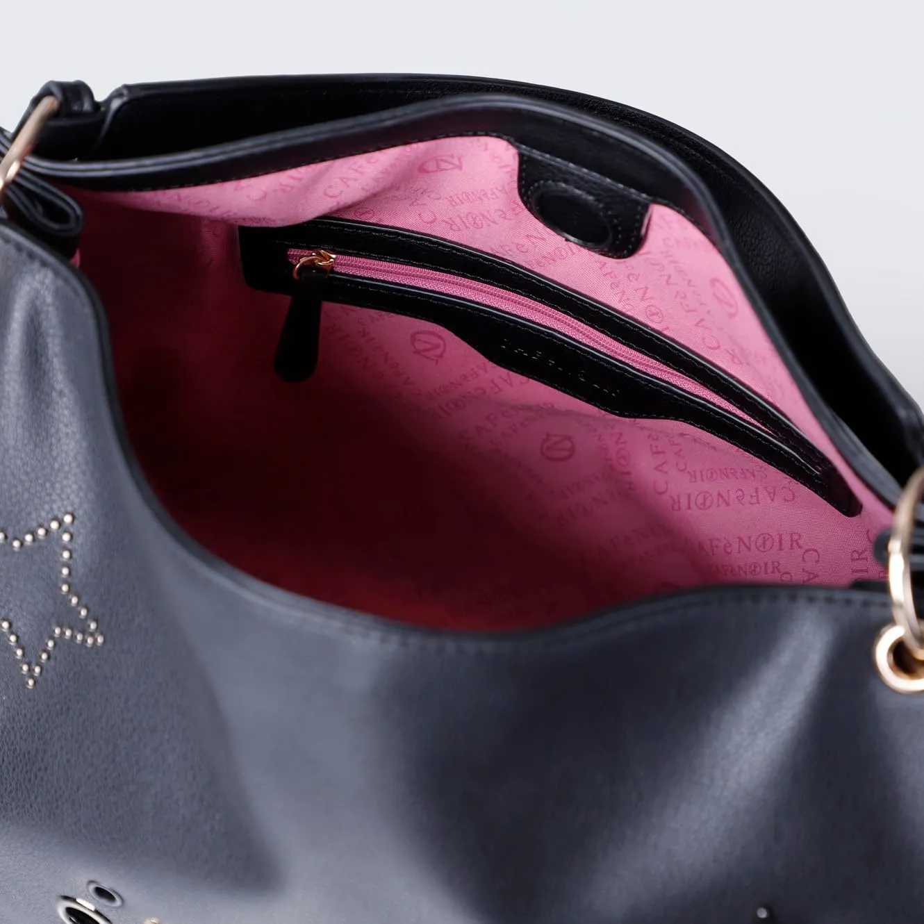 CafèNoir Borsa a Spalla Nera Borchie e Rivetti