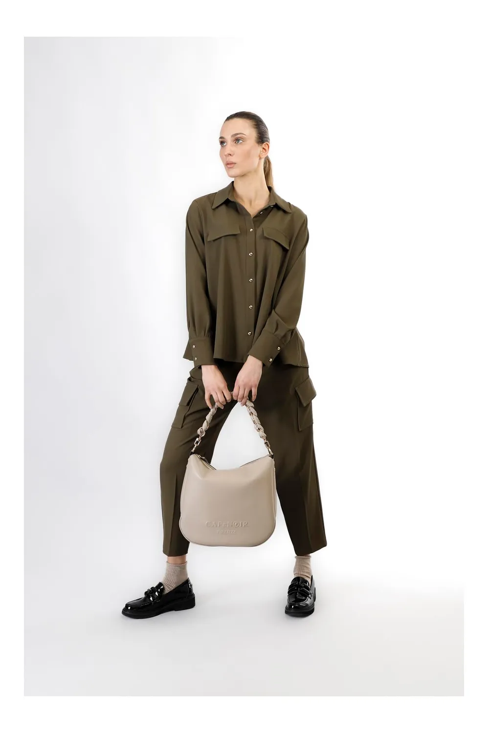 CafèNoir Sacca Donna Taupe Catena Intrecciata