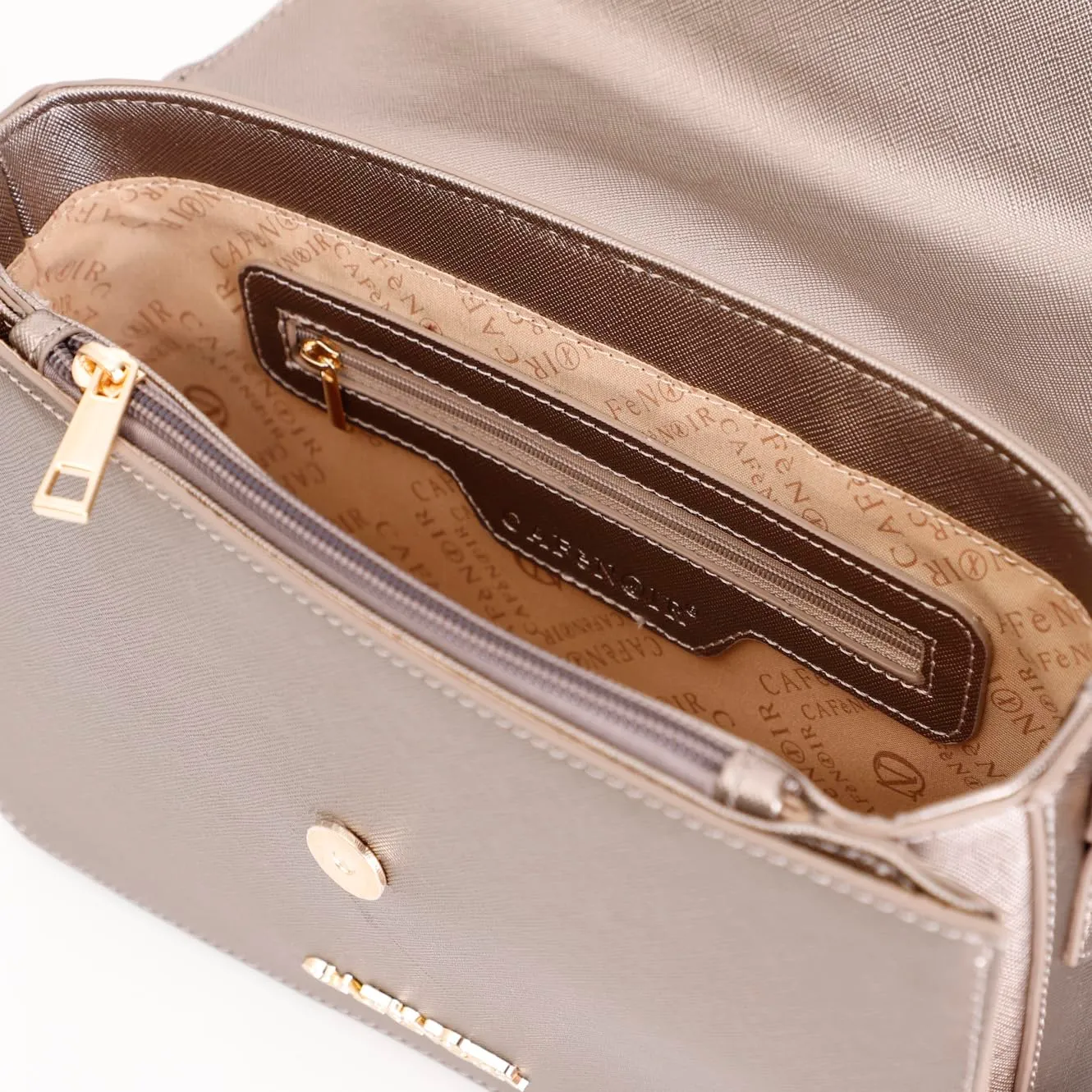 CafèNoir Cartella Saffiano Peltro con Maxi Charm